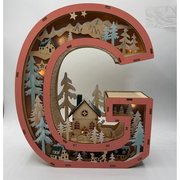 Anthropologie Wonderland Scene Monogram Initial Letter G Christmas Holiday light - Picture 5 of 8